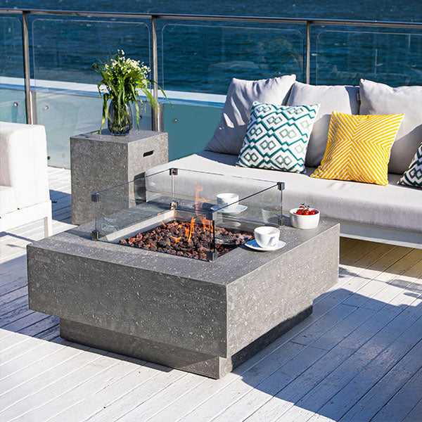 36" Square Manhattan Concrete Fire Table by Elementi - Image 11