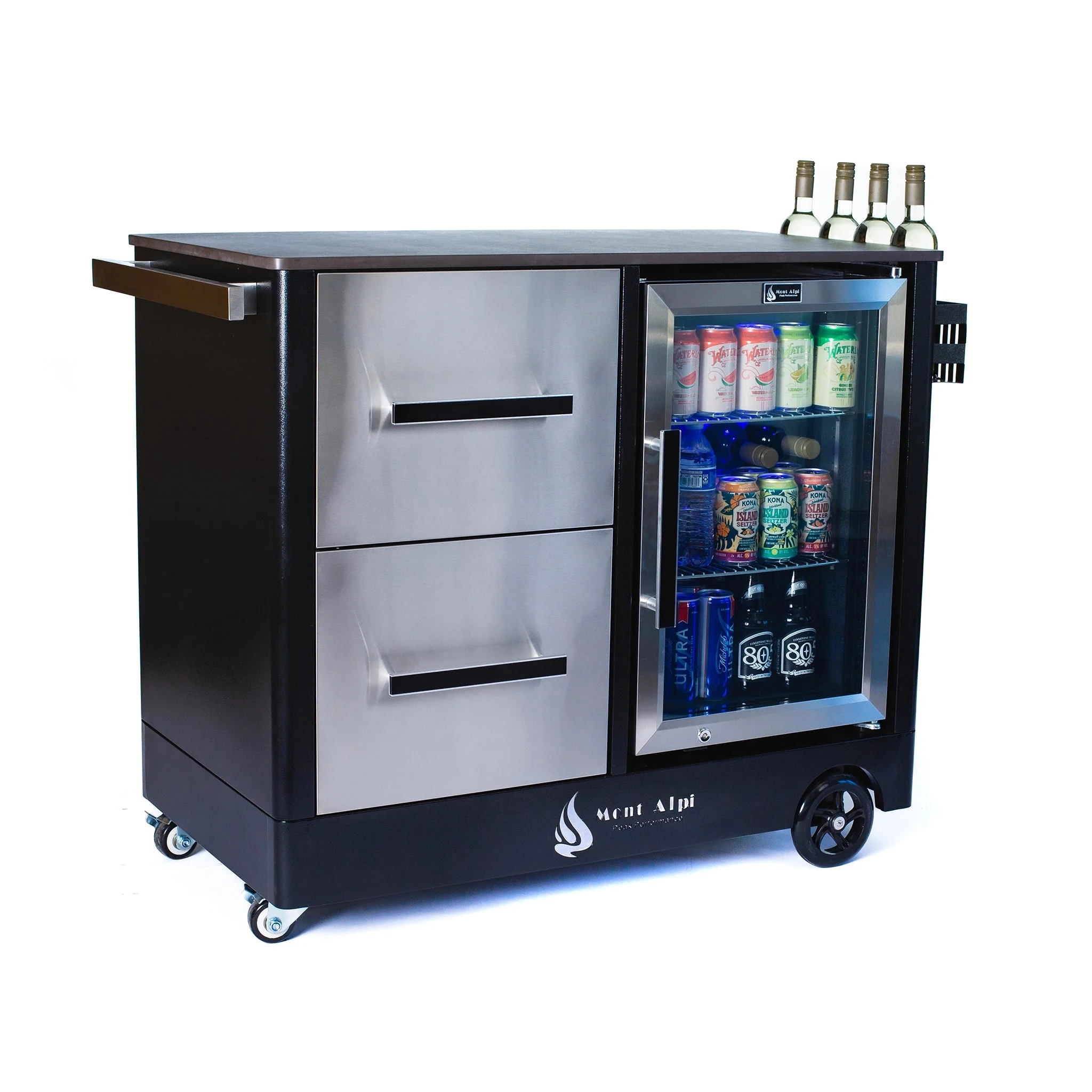 Mobile Outdoor Prep Center with Fridge Stainless Steel Outdoor Bar Cart - MAPCL by Mont Alpi - Image 3