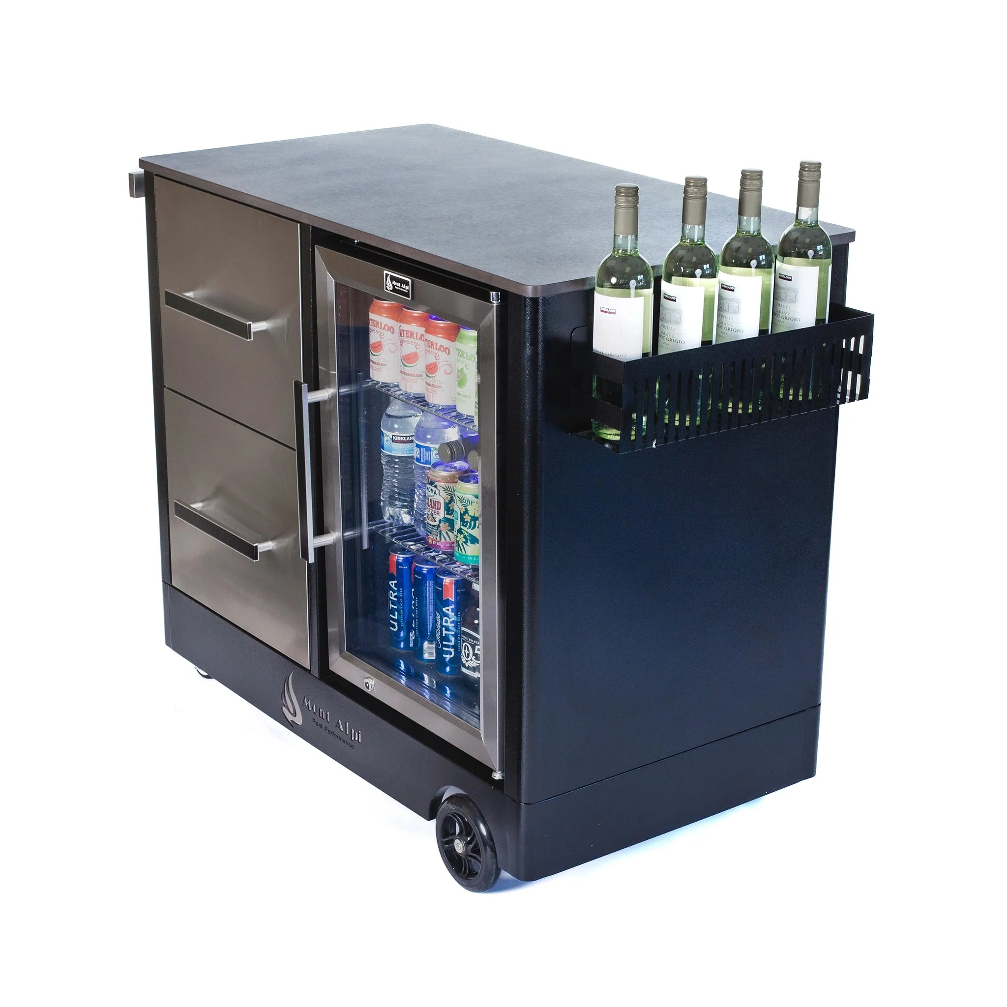 Mobile Outdoor Prep Center with Fridge Stainless Steel Outdoor Bar Cart - MAPCL by Mont Alpi - Image 4