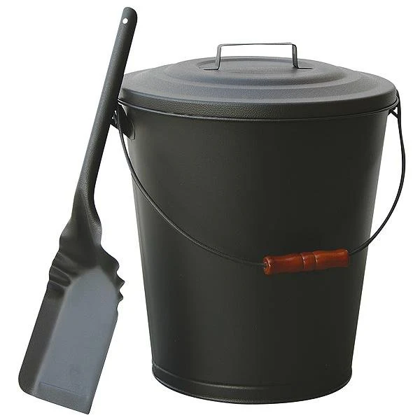 Olde World Iron Finish Ash Bin with Lid and Shovel