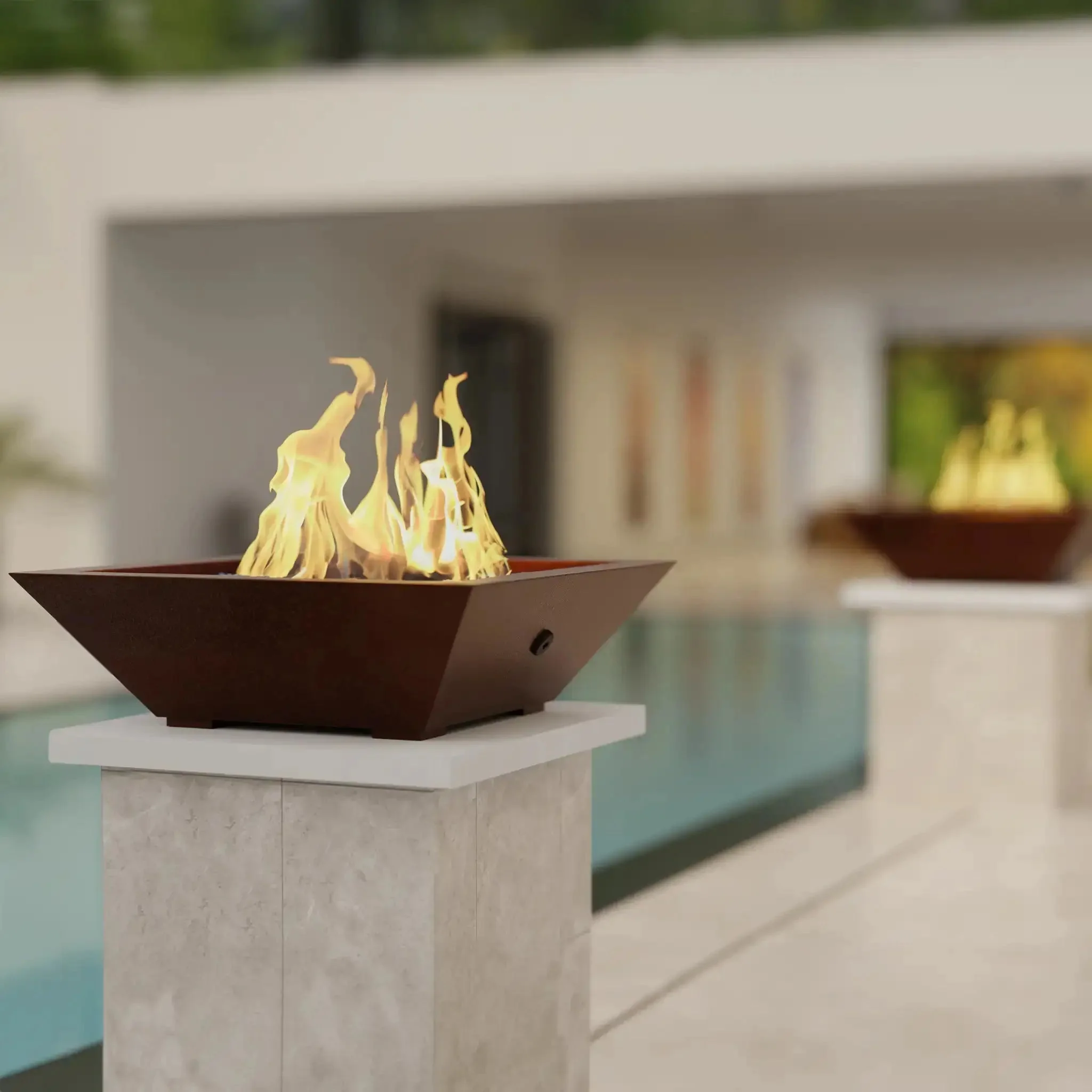29" Square Plaza Moreno Copper Fire Bowl by Starfire Designs - Image 5