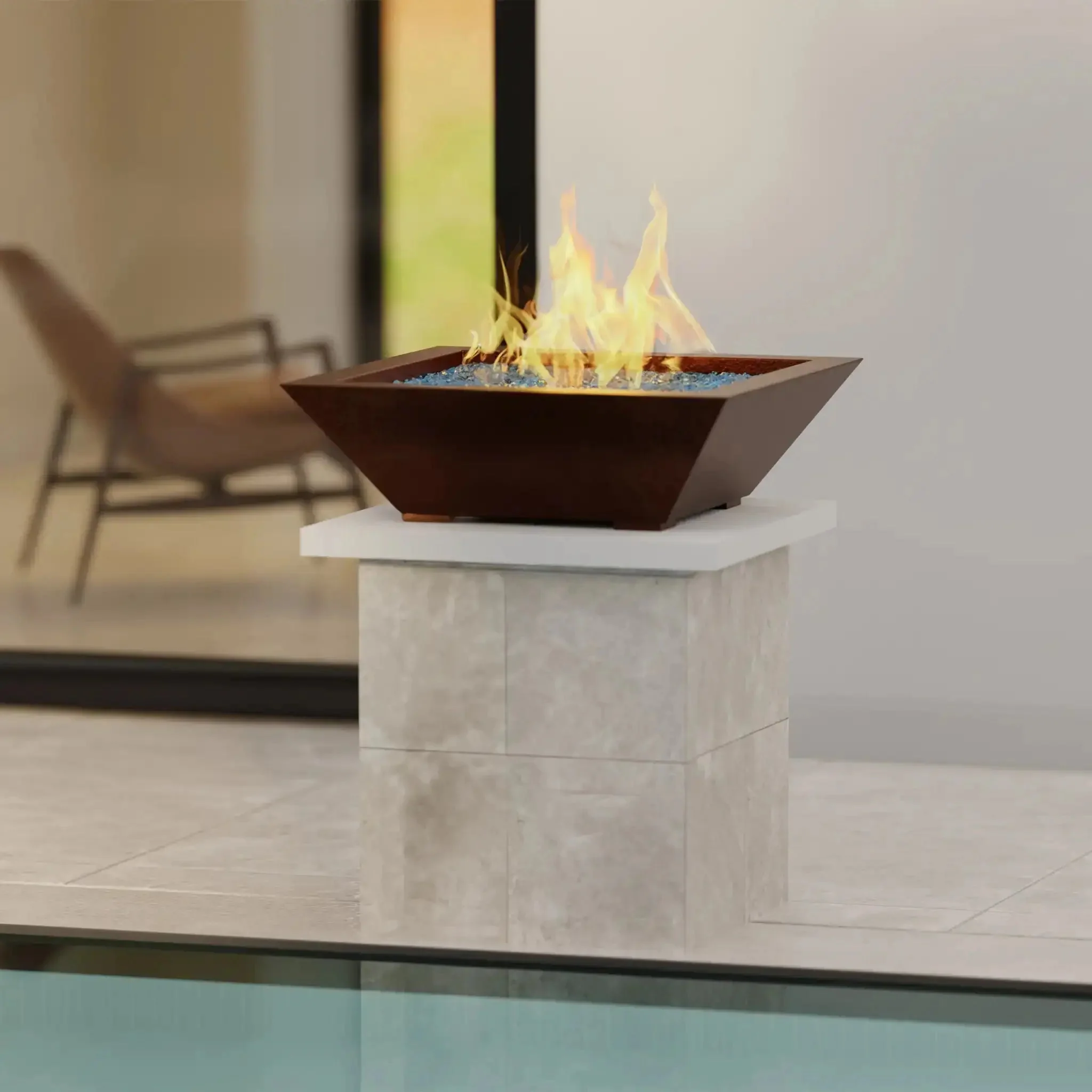 29" Square Plaza Moreno Copper Fire Bowl by Starfire Designs - Image 4