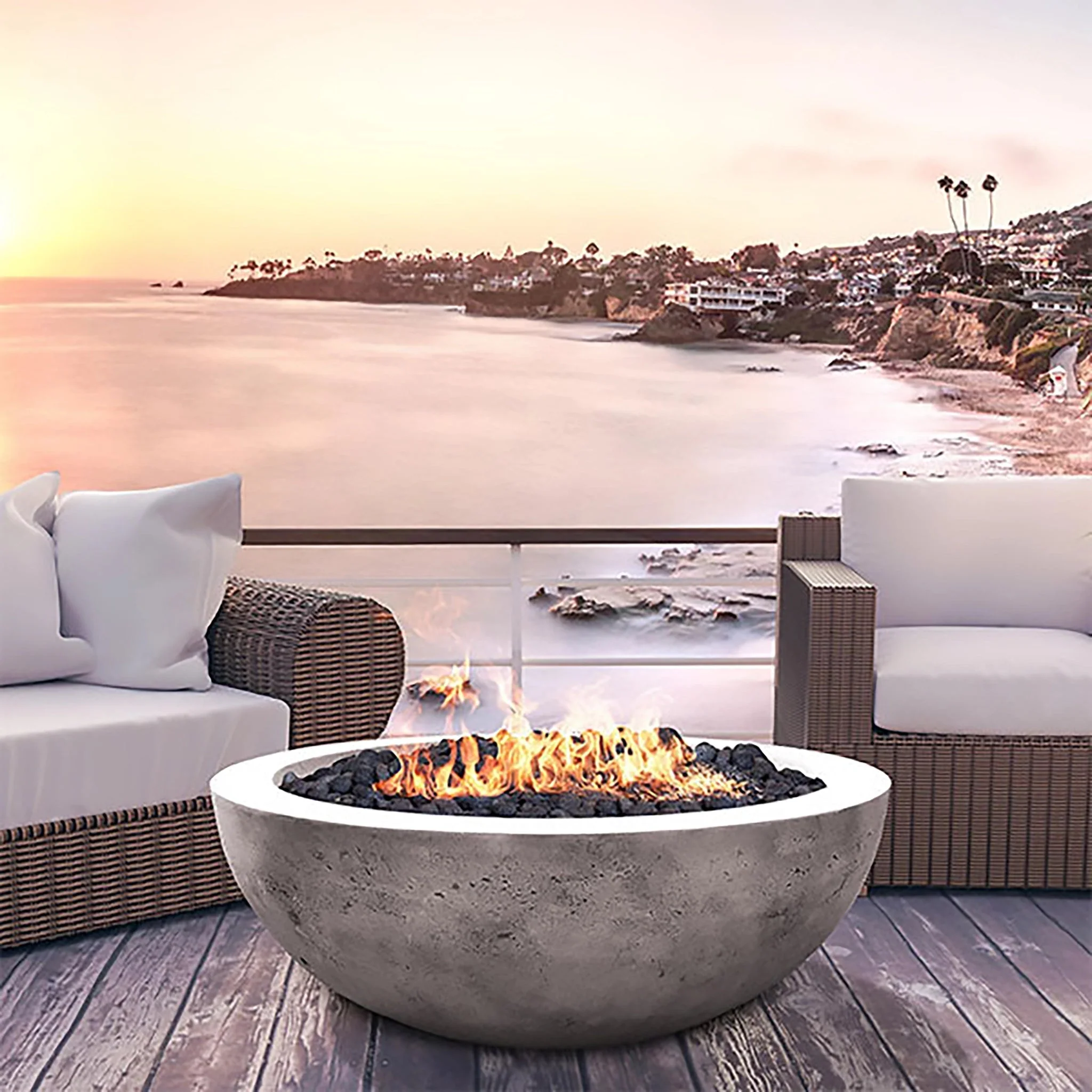 Prism Hardscapes 48" Moderno 4 Natural Gas Fire Bowl in Cafe - PH-404-1NG - Image 3