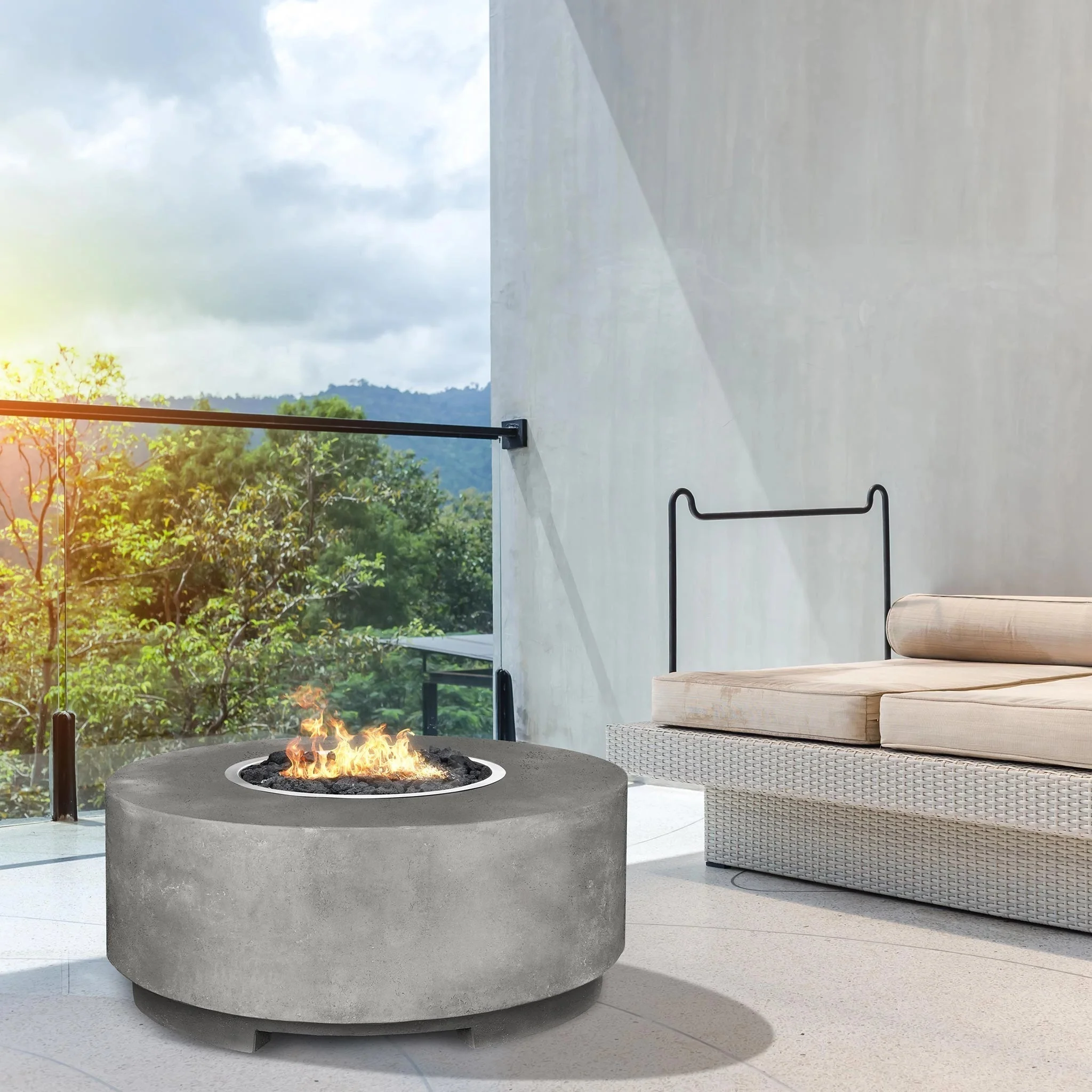 Prism Hardscapes 48" Rotondo Propane Gas Fire Pit in Cafe - PH-418-1LP - Image 3