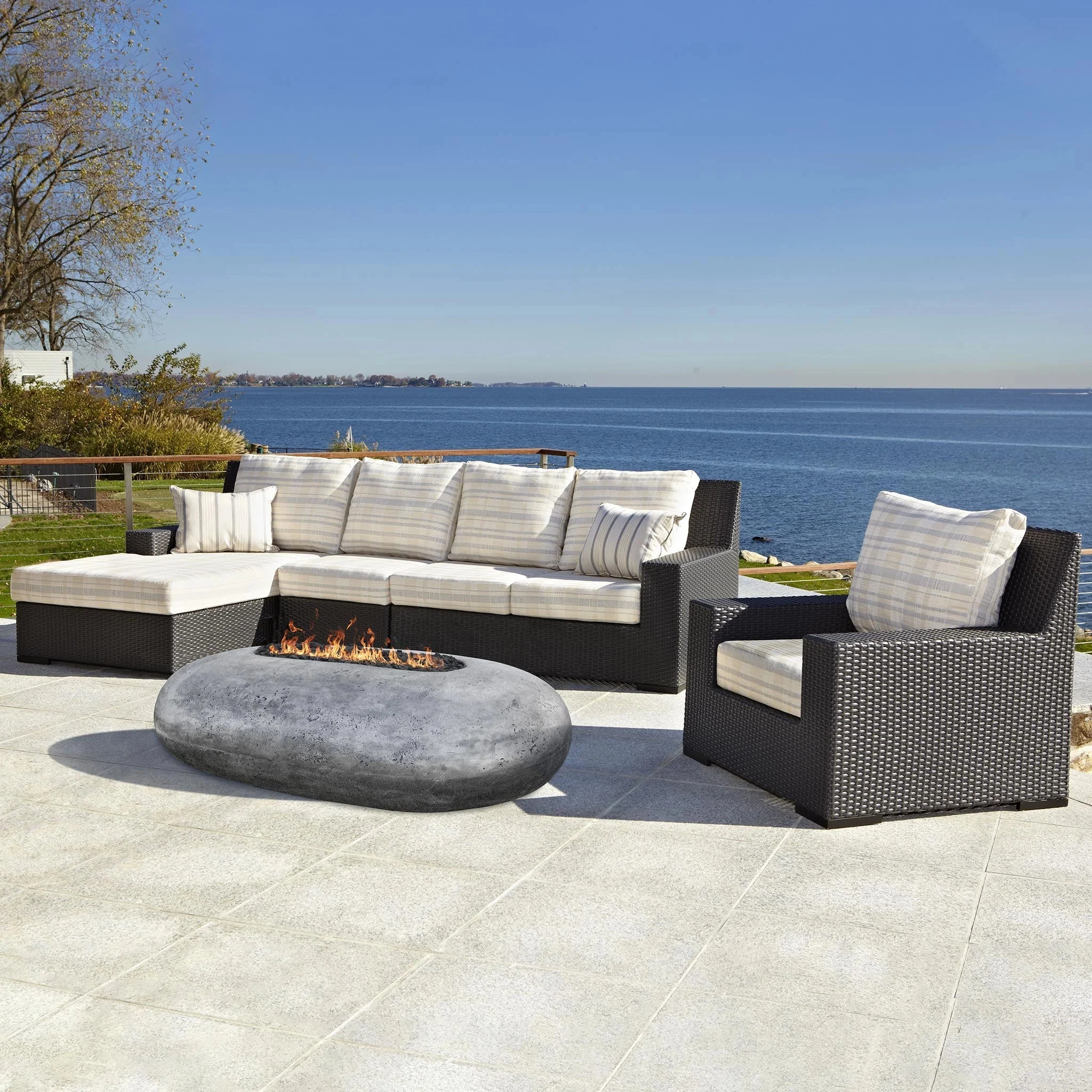 Prism Hardscapes 56" Pebble Natural Gas Fire Pit in Ebony - PH-410-2NG - Image 2
