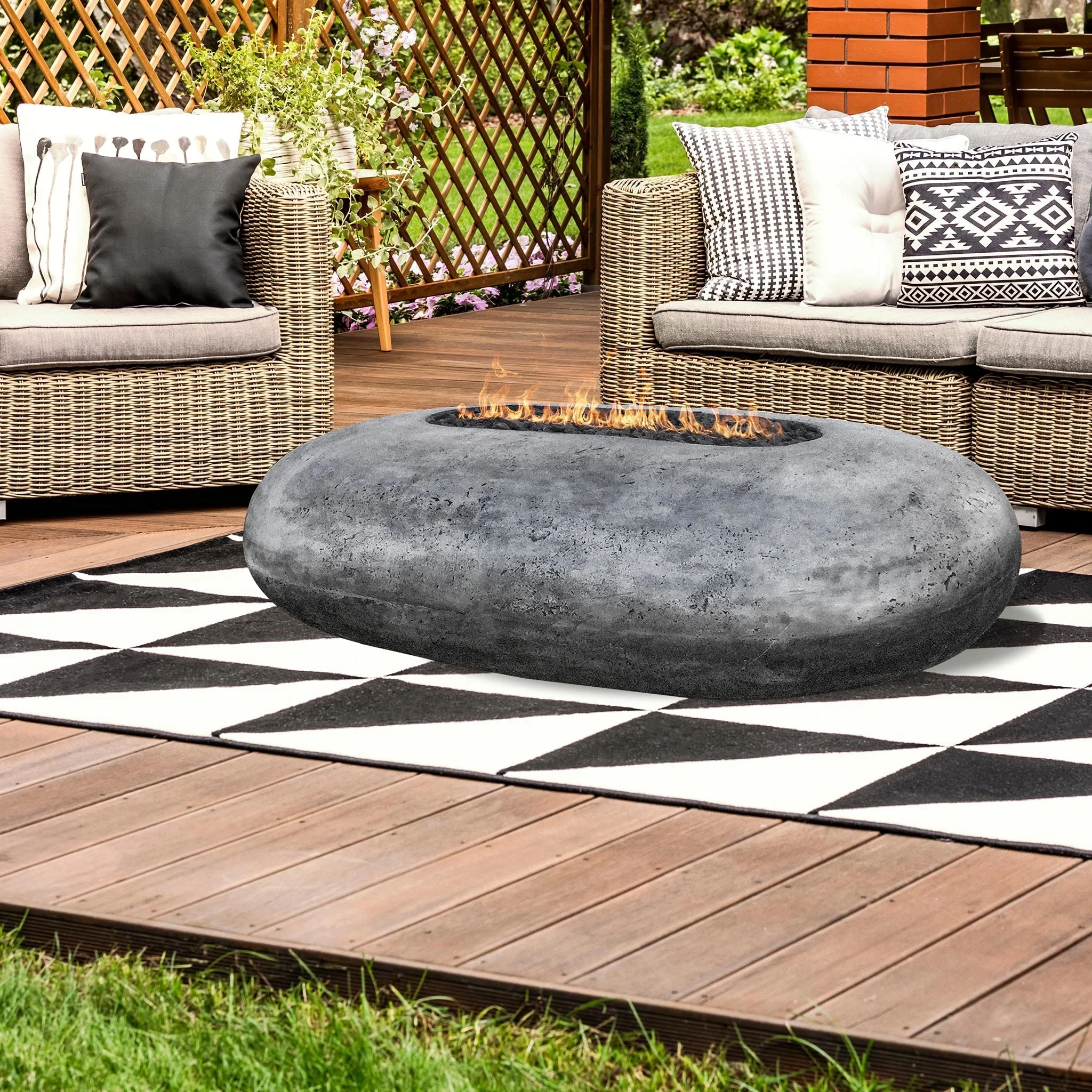 Prism Hardscapes 56" Pebble Natural Gas Fire Pit in Ebony - PH-410-2NG - Image 3
