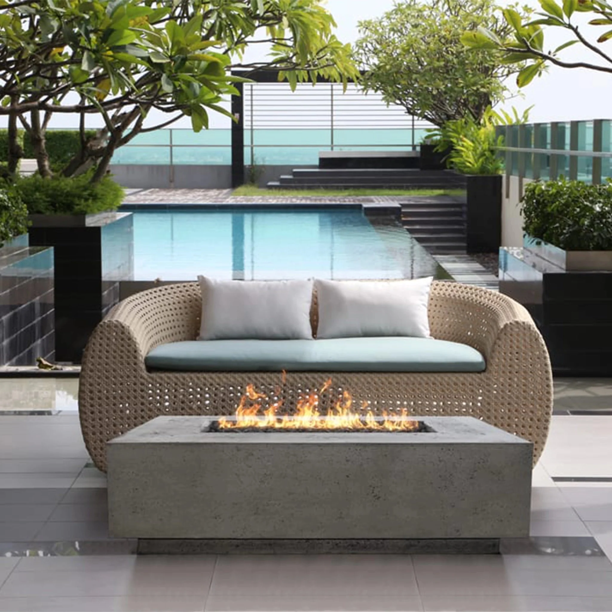 Prism Hardscapes 56" x 38" Tavola 1 Natural Gas Fire Pit in Ultra White - PH-405-5NG - Image 4
