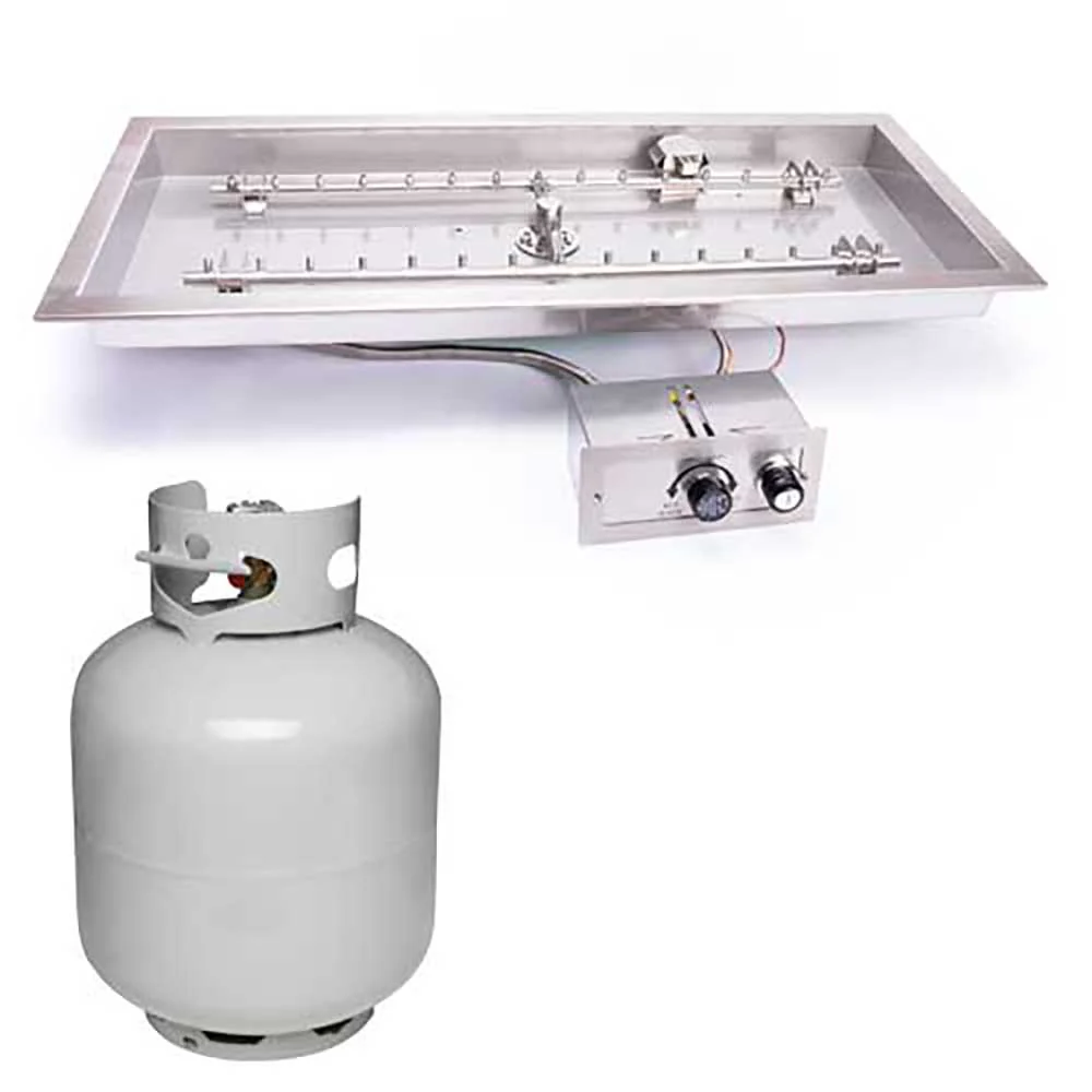 Rectangle Drop-In Torpedo Fire Pit H-Burner Kit for Small LP Tank Push Button Ignition by HPC Fire - Image 2