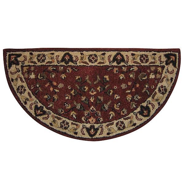 Red Floral Hand-Tufted Wool Hearth Rug