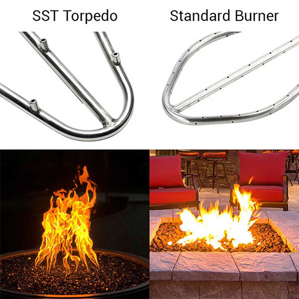 Square Drop-In Torpedo Fire Pit Burner Kit Push Button Ignition by HPC Fire - Image 4