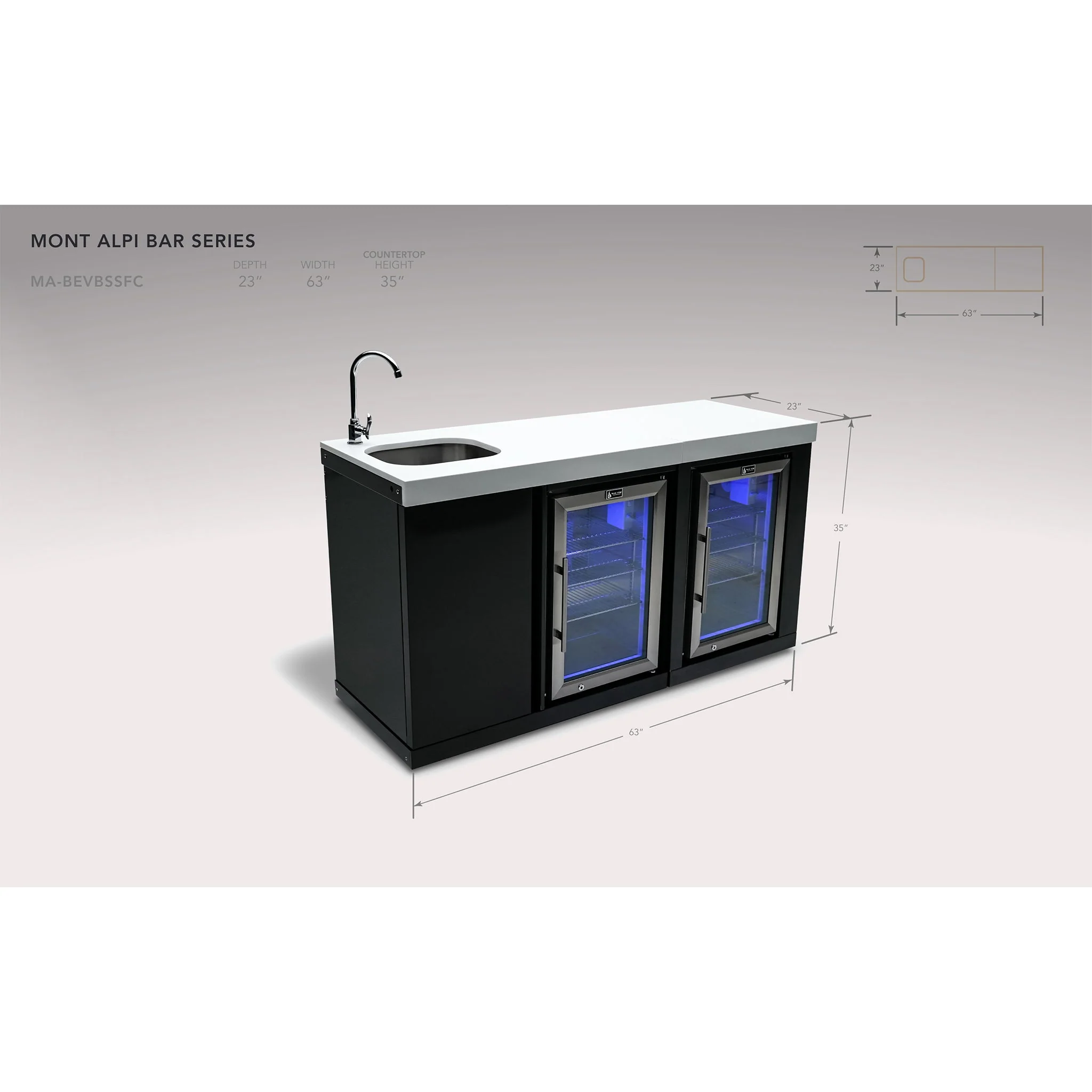 Stand Alone Sink, Fridge, and Kegerator Stainless Steel Outdoor Beverage Center - MA-BEVBSSFC by Mont Alpi - Image 10