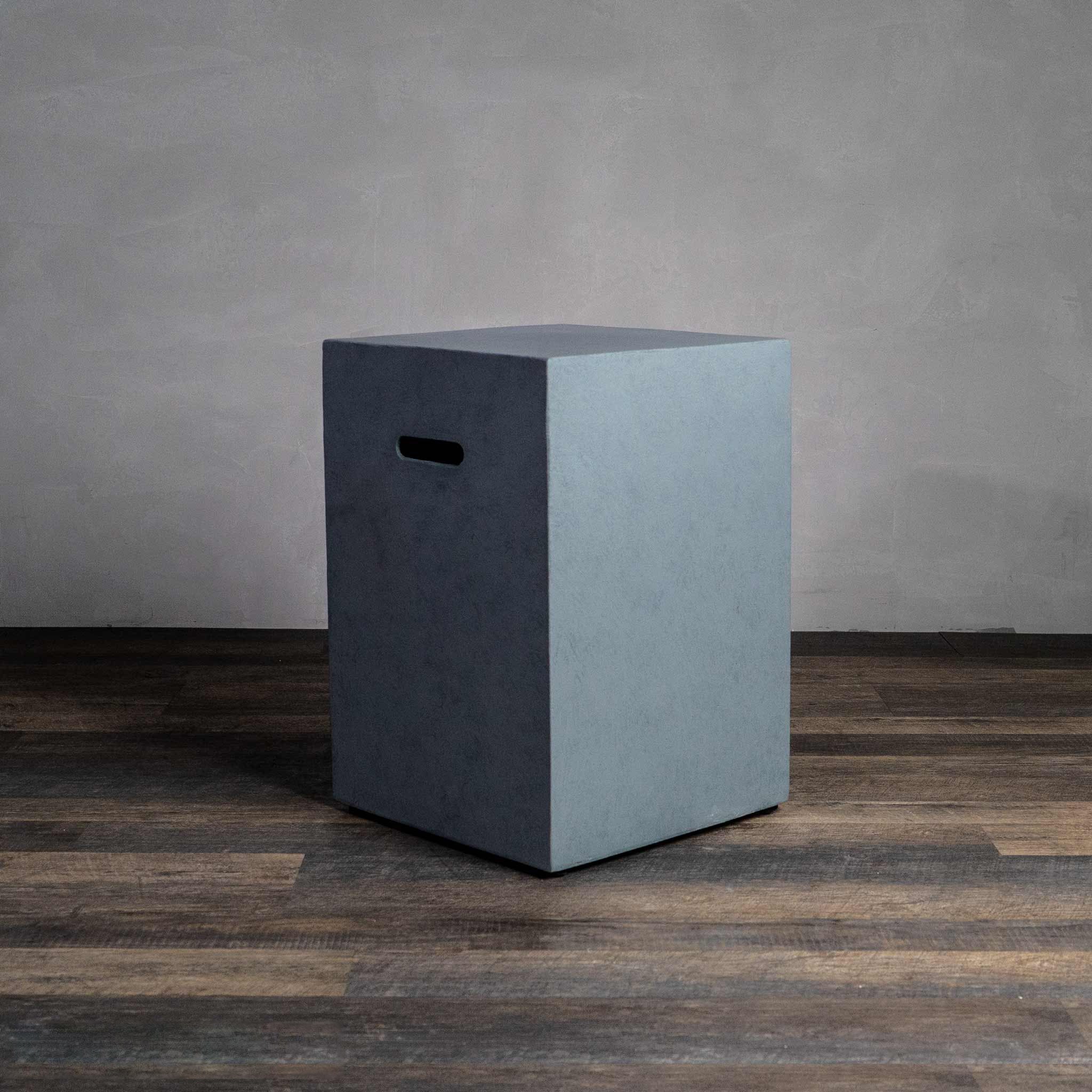 16" Square Beton Concrete (GFRC) Propane Tank Cover and End Table - Natural Gray by Starfire Designs