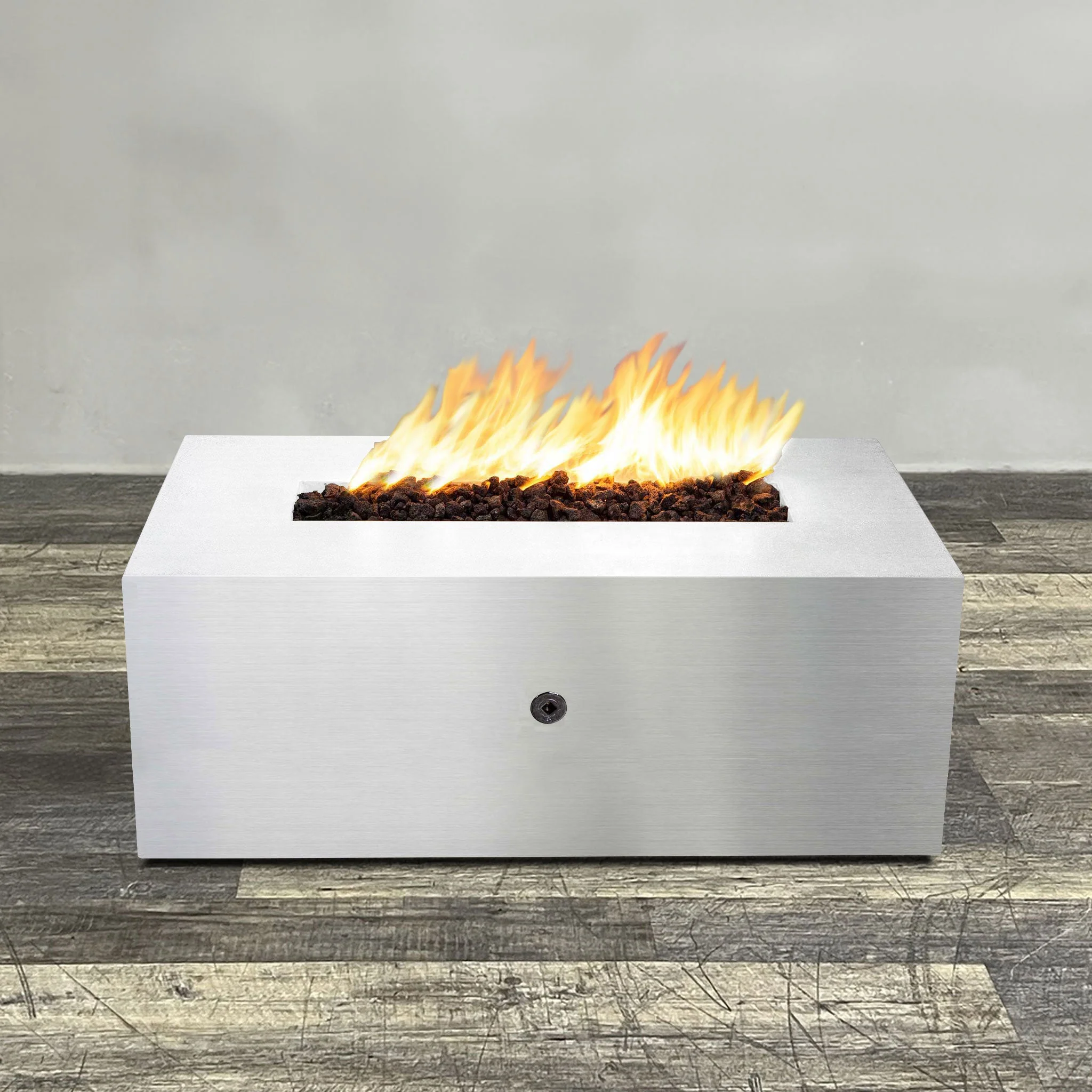 Starfire Designs Metal Gravity 48" x 24" Linear Stainless Steel Gas Fire Pit with Propane Tank Access Door - Image 3