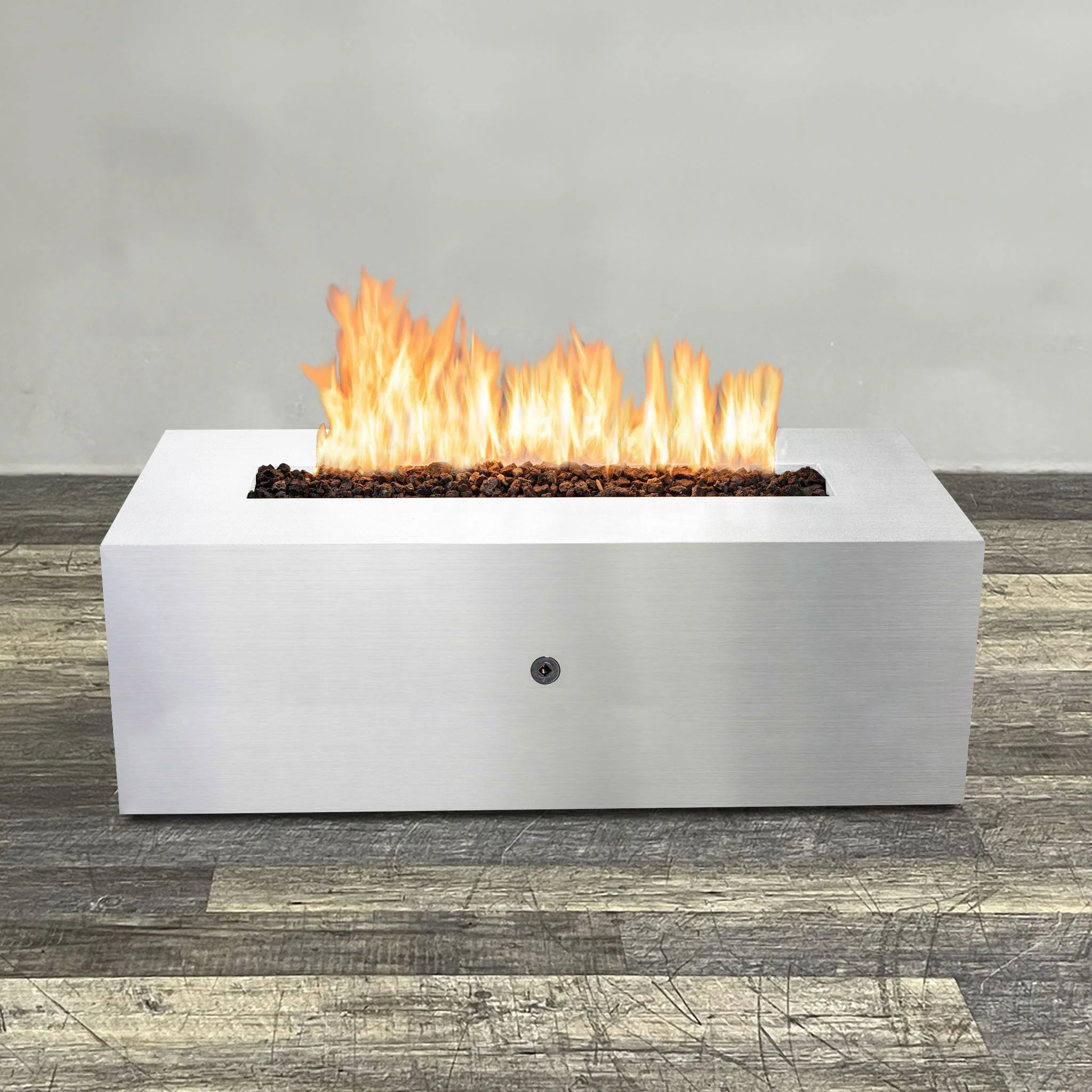Starfire Designs Metal Gravity 60" x 24" Linear Stainless Steel Gas Fire Pit with Propane Tank Access Door - Image 3