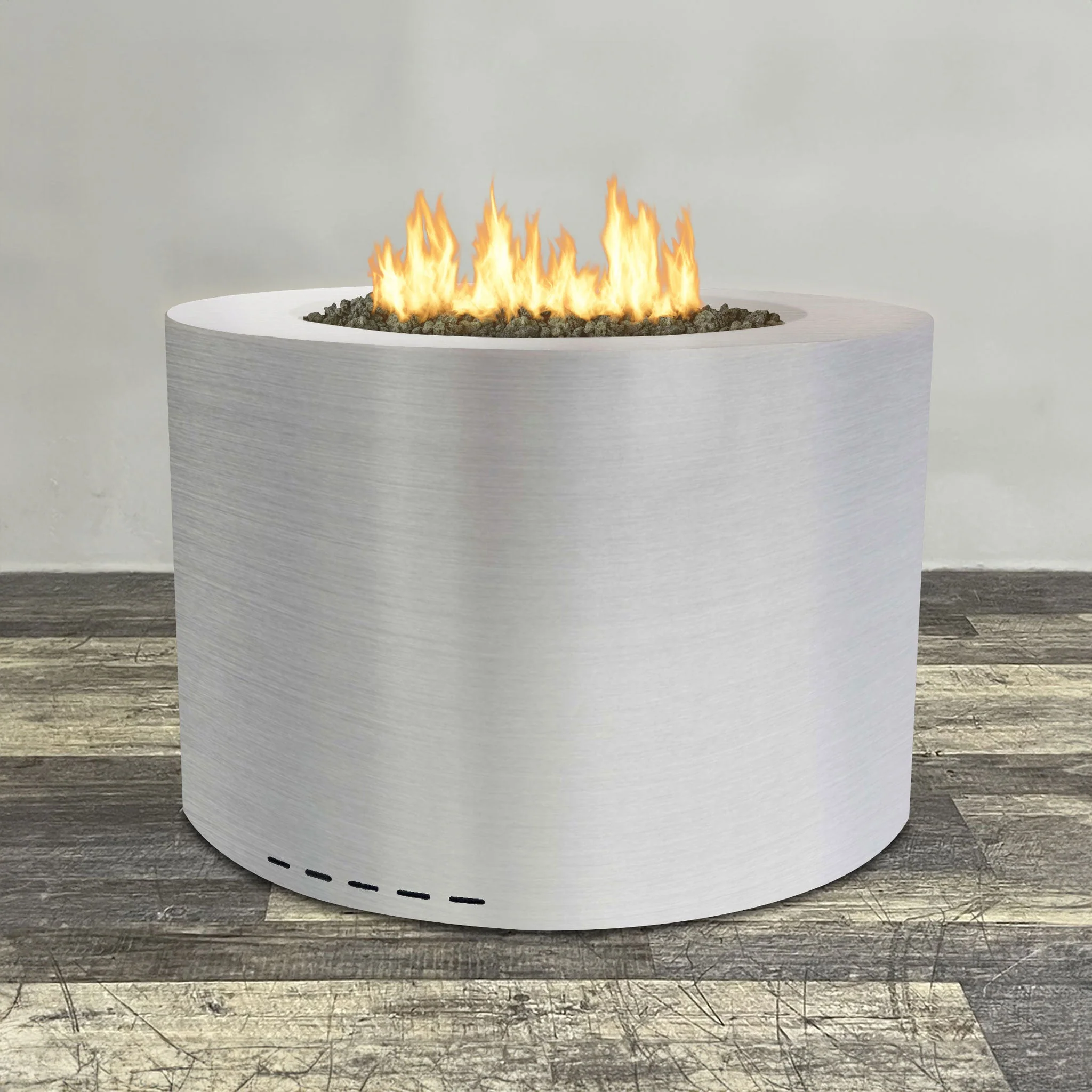 Starfire Designs Metal Gravity 36" Round Stainless Steel Gas Fire Pit with Propane Tank Access Door