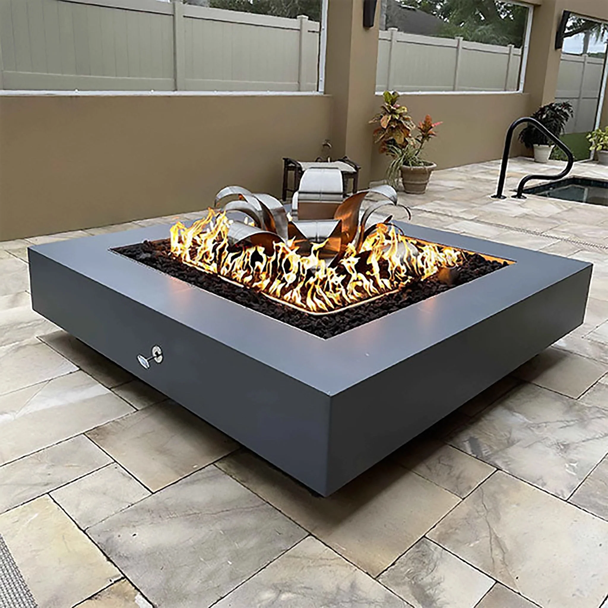 Cabo 48" Square Concrete Gas Fire Pit by The Outdoor Plus - Image 2