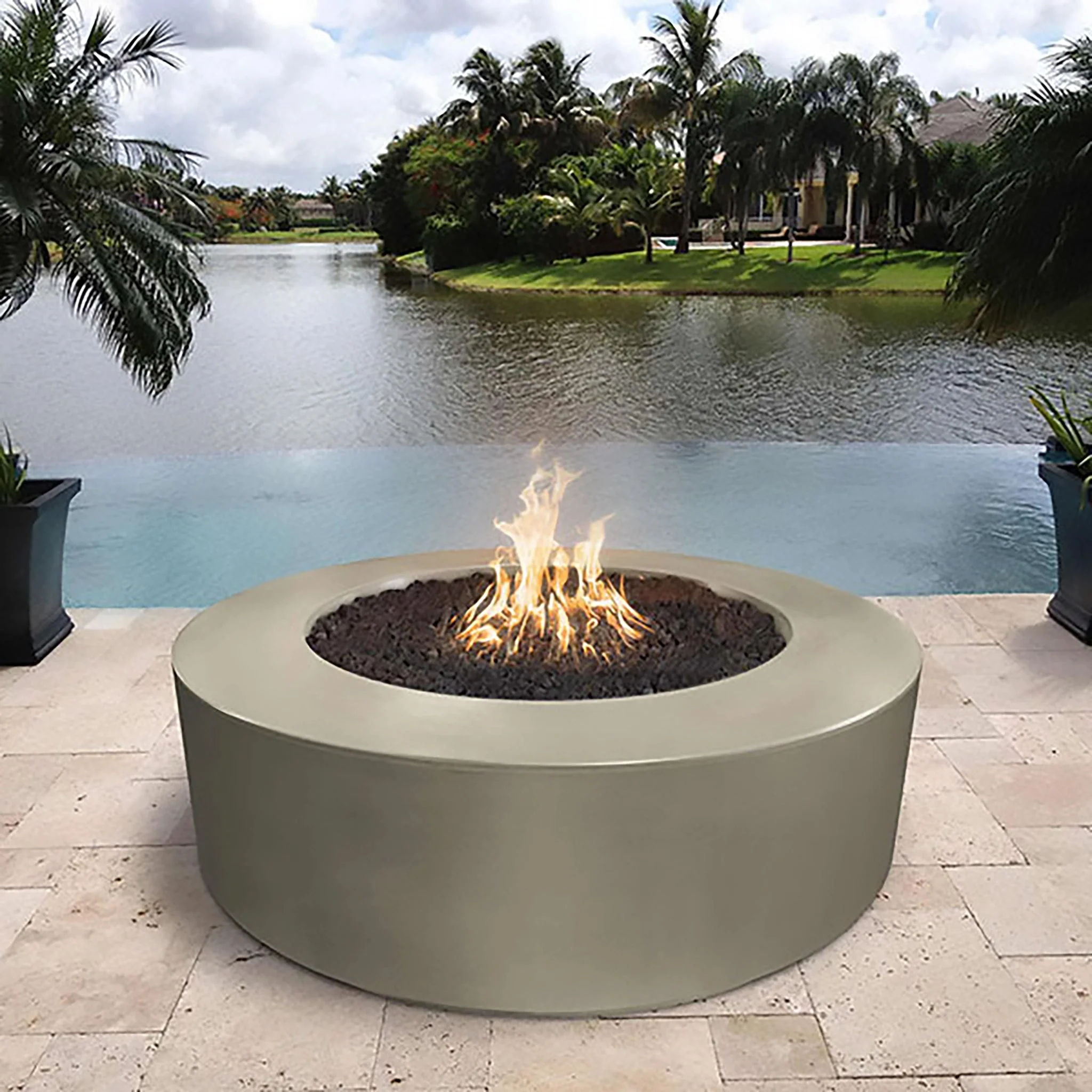 The Outdoor Plus 54" Occasional Height Florence Concrete Gas Fire Pit - Image 19