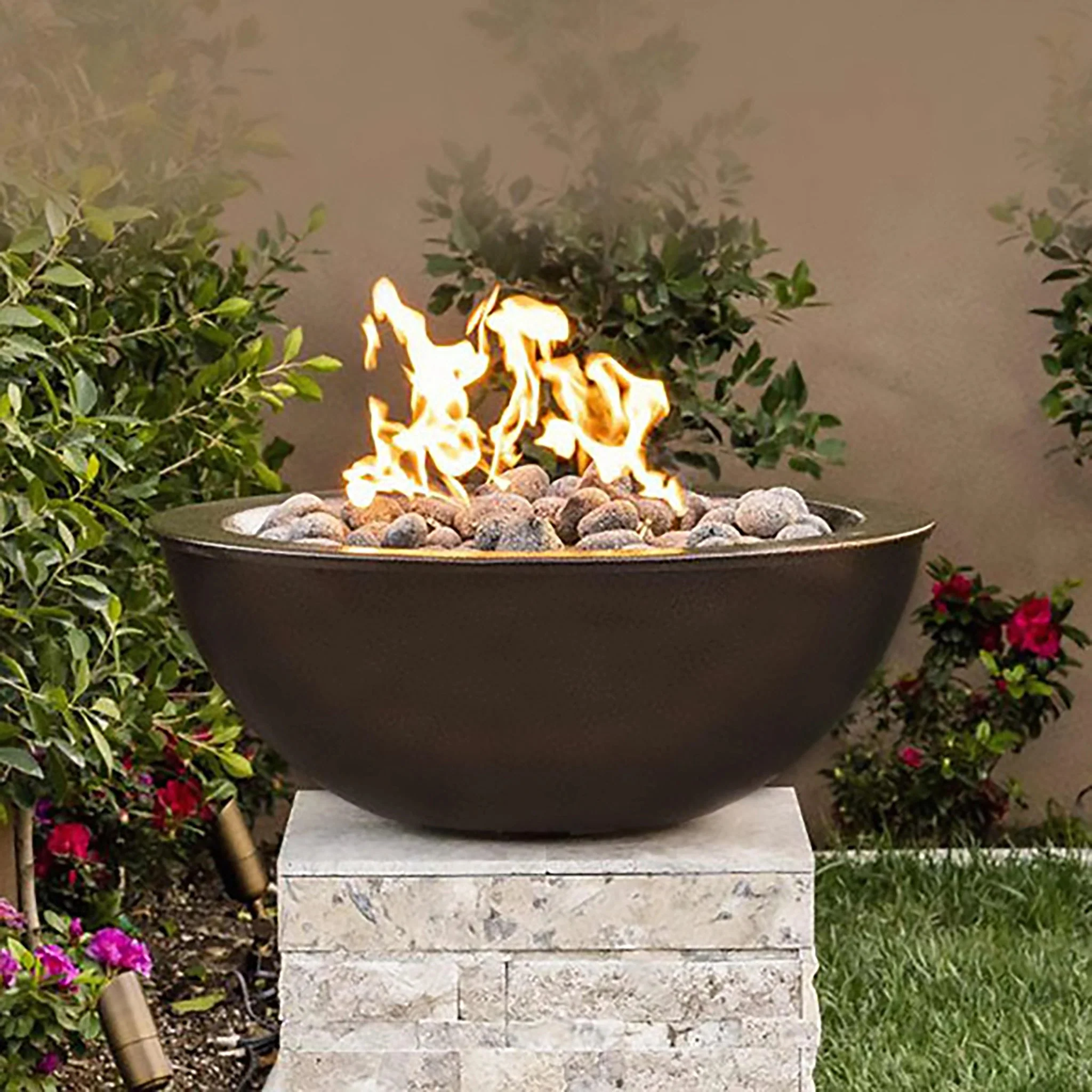 48" Sedona Round Concrete Gas Fire Pit by The Outdoor Plus - Image 2