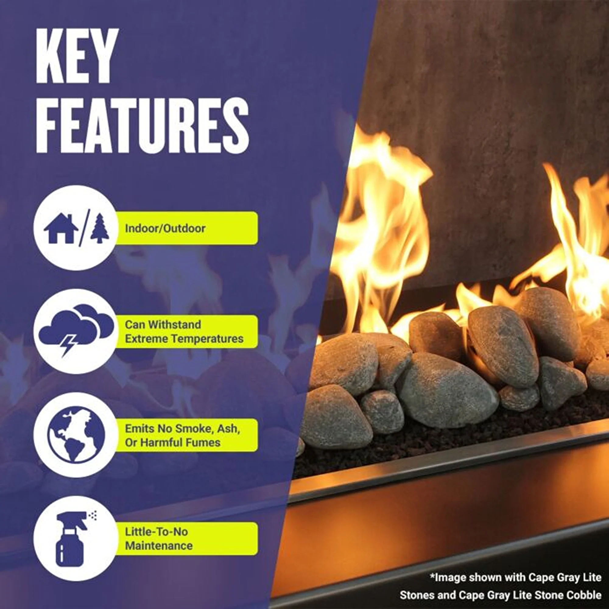Thunder Gray Lite Stone Cobble - Set of 12 by American Fire Products - Image 2