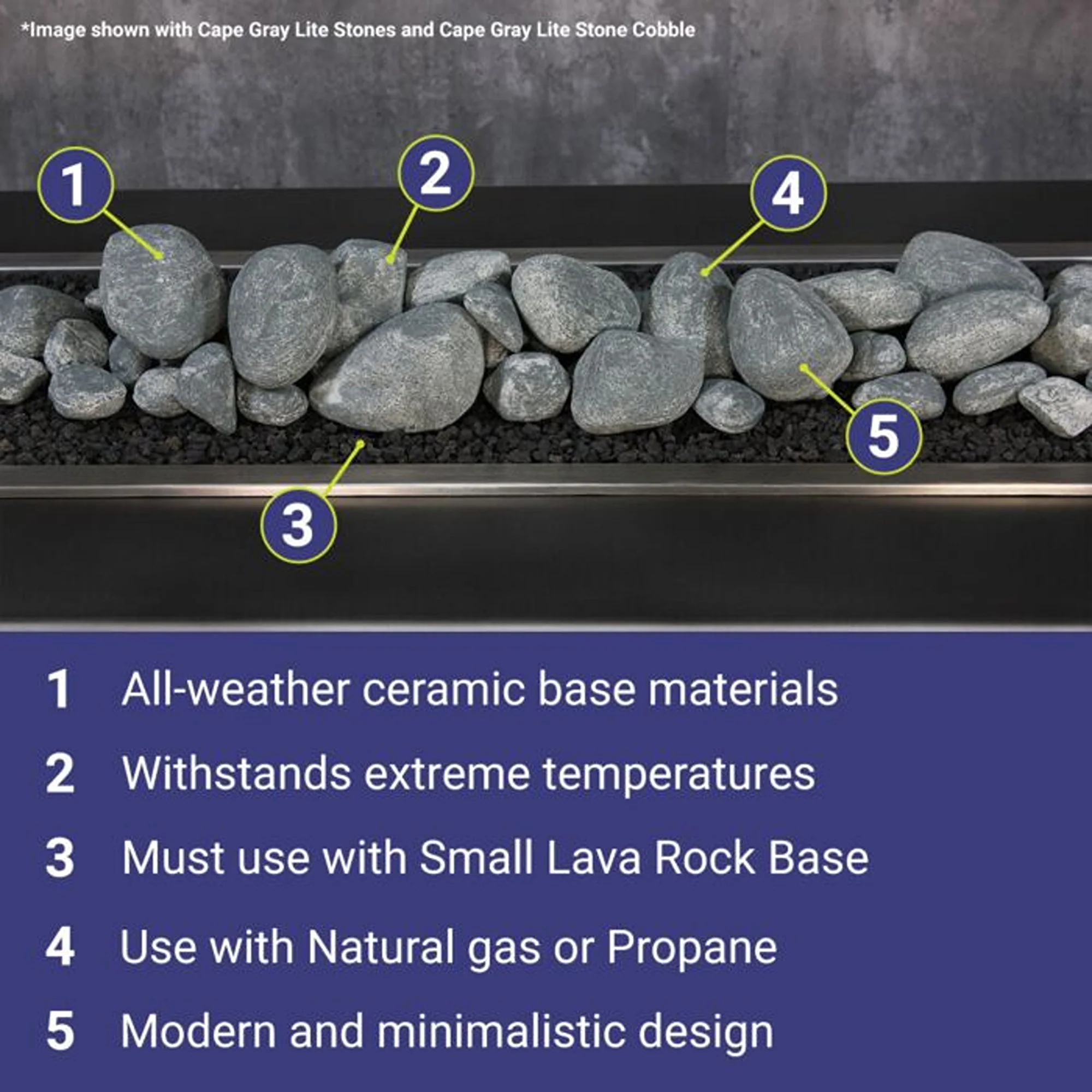 Thunder Gray Lite Stone Cobble - Set of 12 by American Fire Products - Image 3