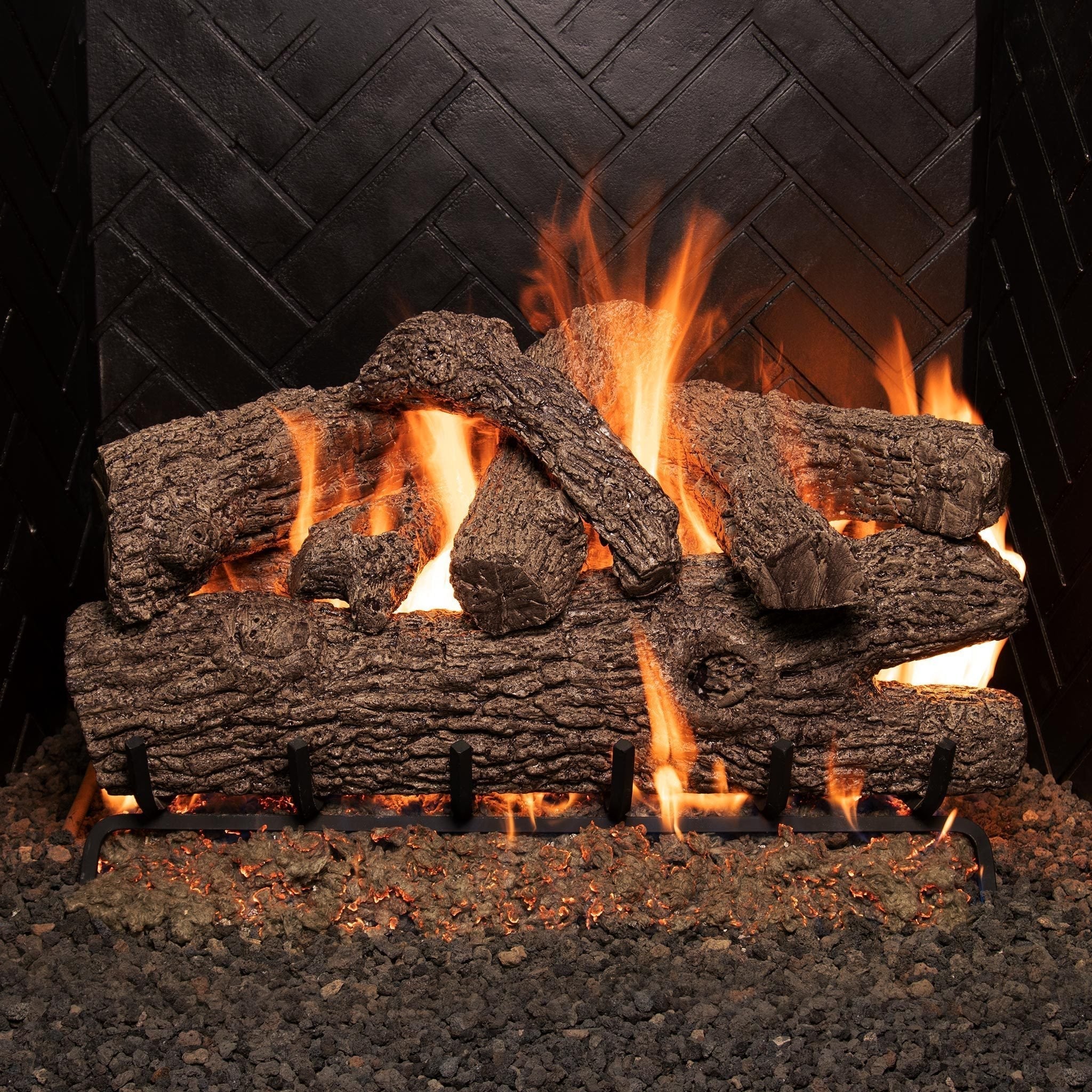 Vented Oak Gas Logs Royal English by Real Fyre